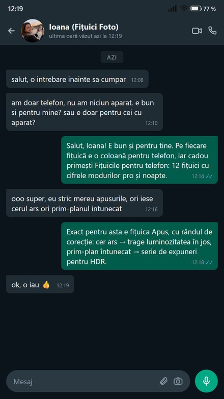 Cineva întreabă înainte de cumpărare dacă i se potrivește dacă are doar telefon